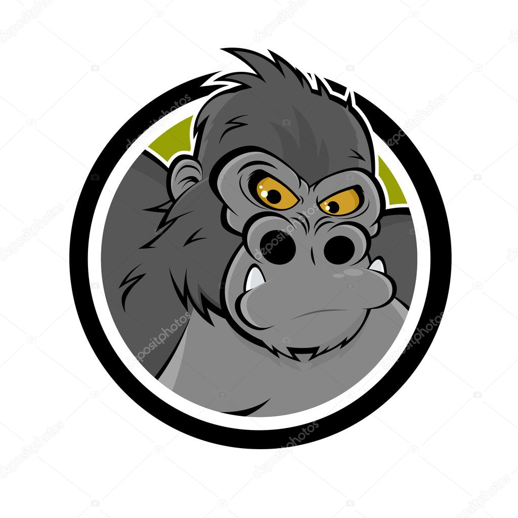 Angry cartoon gorilla in a badge