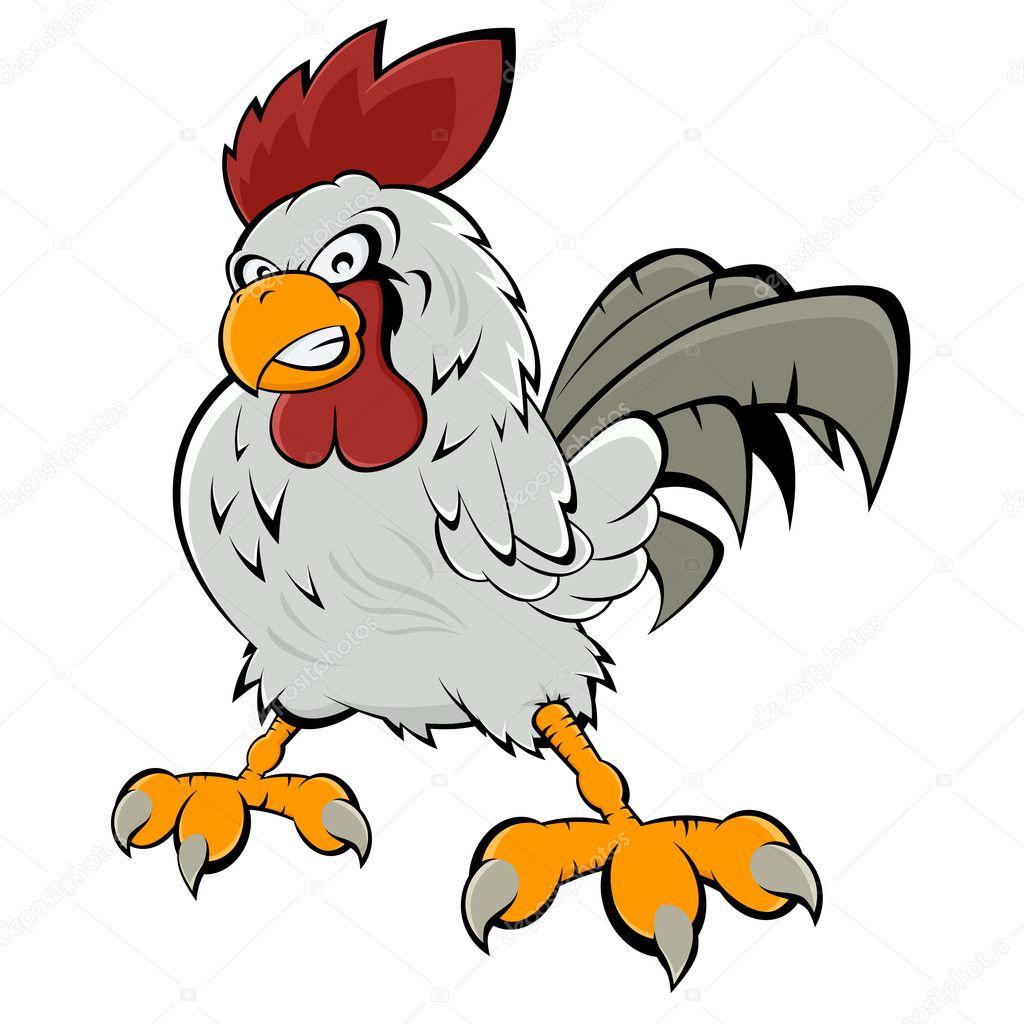 Angry cartoon rooster
