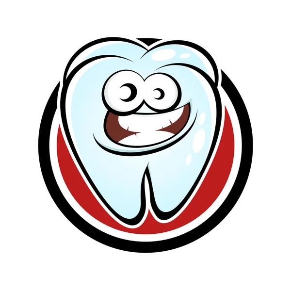 Funny cartoon tooth in a badge — Stock Vector