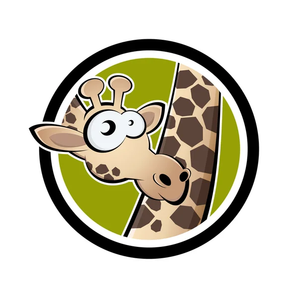 Girafe de bande dessinée dans un badge — Image vectorielle