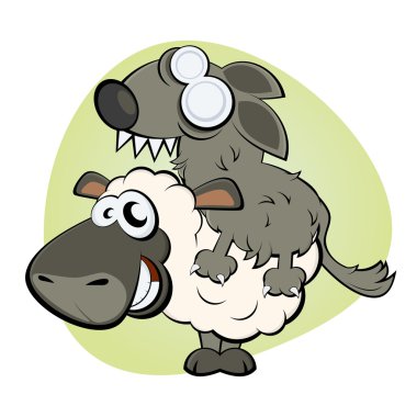 Funny sheep in wolf's clothing clipart