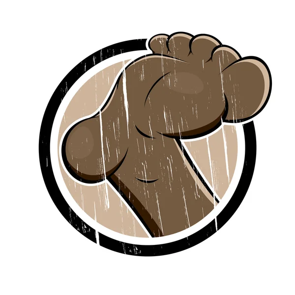 Vintage cartoon foot in a badge — Stock Vector