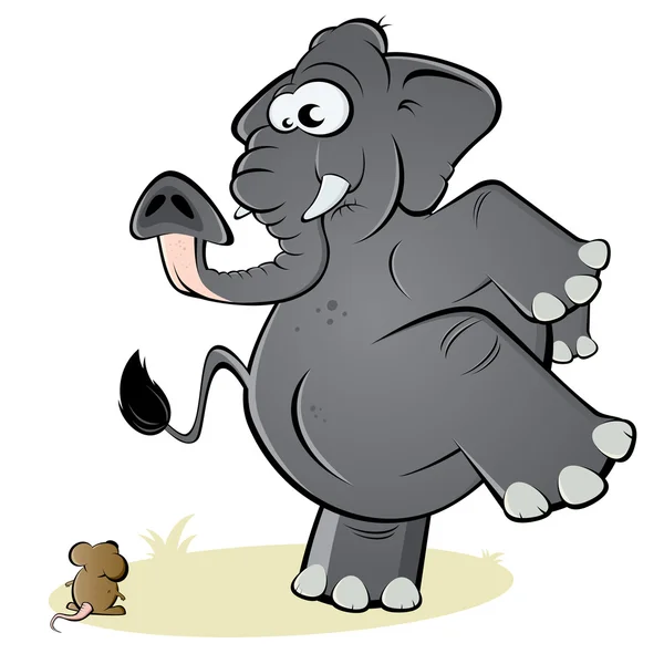 Slon a myš — Stockový vektor