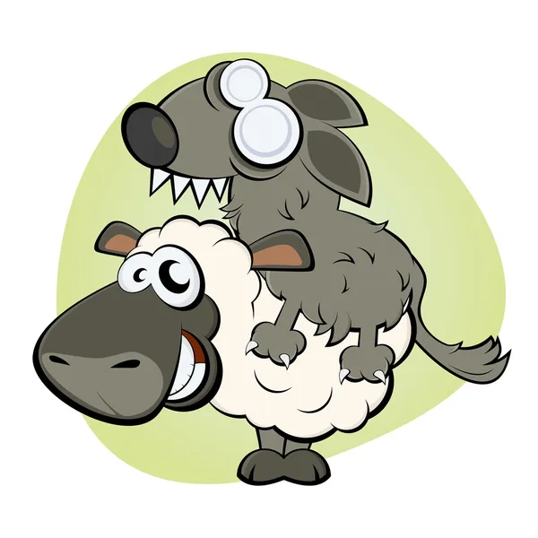 Lustige Schafe im Wolfskleid — Stockvektor