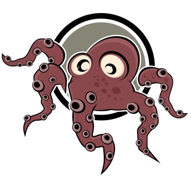 Funny cartoon octopus clipart