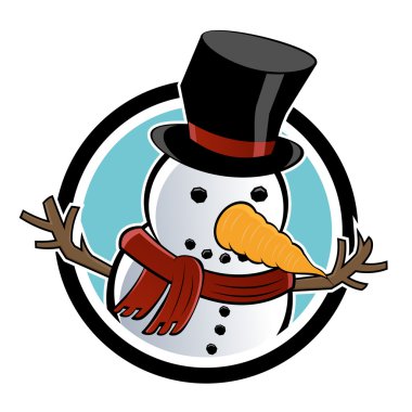 Funny cartoon snowman clipart