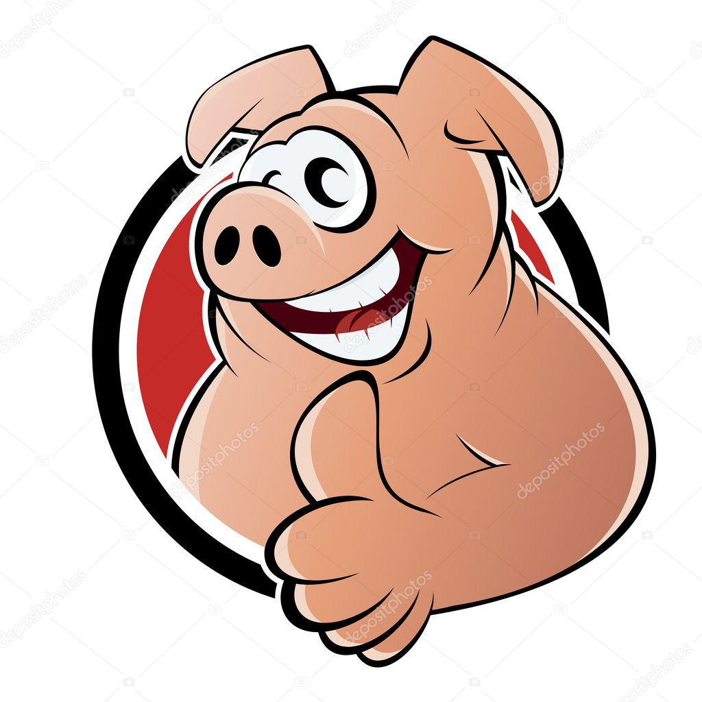 Funny cartoon pig