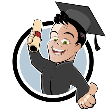 Happy cartoon degree holder clipart