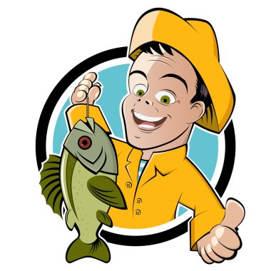 Funny cartoon fisherman clipart