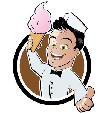 Funny cartoon ice seller clipart