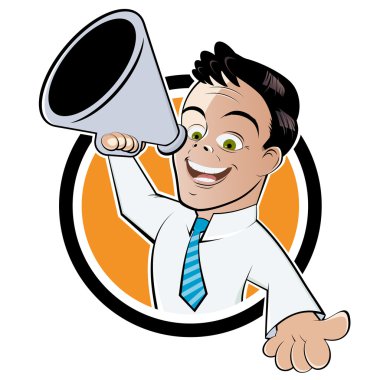 Funny megaphone man clipart