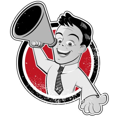 Vintage megaphone man clipart