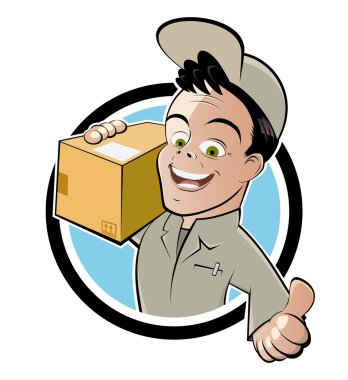 Funny parcel service cartoon clipart