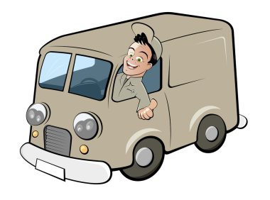 Funny cartoon deliveryman clipart