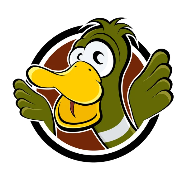 Funny cartoon duck sign — Stock Vector