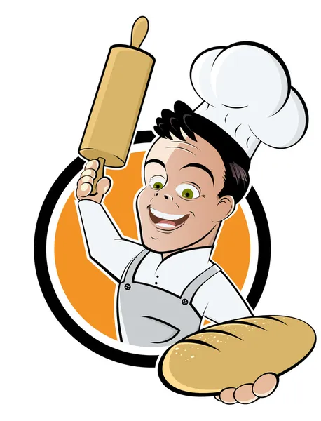 Drôle dessin animé boulanger — Image vectorielle