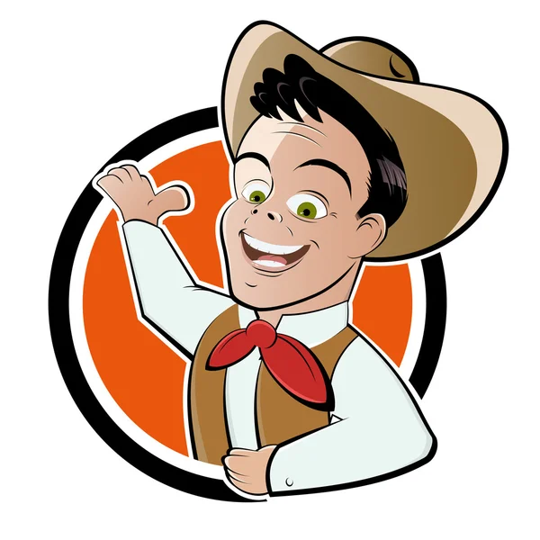 Funny cartoon cowboy — Stock Vector
