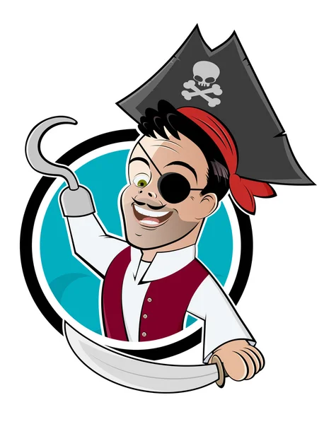 Divertido pirata de dibujos animados — Vector de stock