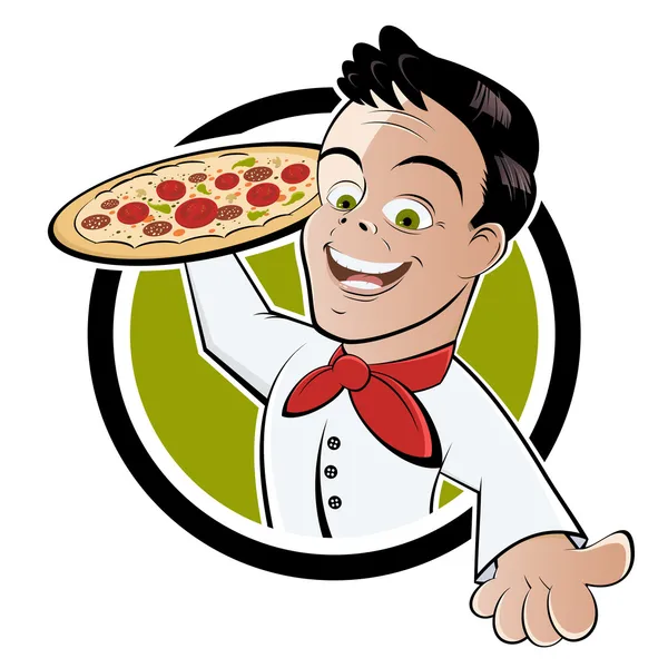 Pizza garçon dessin animé — Image vectorielle