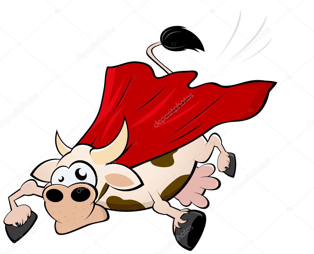 Funny superhero cow