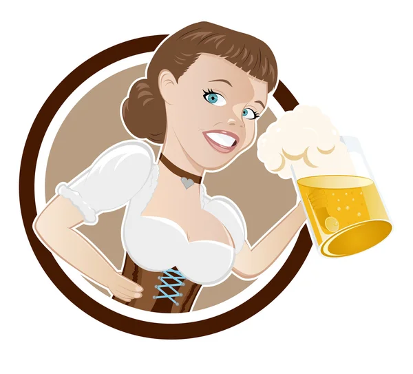 ビールとギャザー スカートで少女漫画 — ストックベクタ