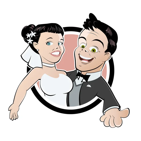 Drôle de dessin animé de mariage — Image vectorielle