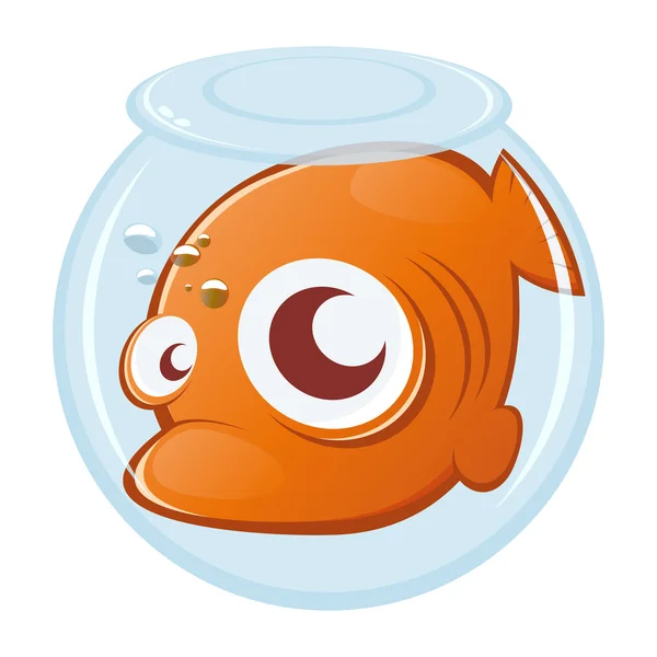 Goldfish in uncomfortable aquarium — Stock Vector