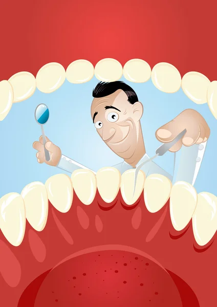 Grappige tandarts cartoon — Stockvector