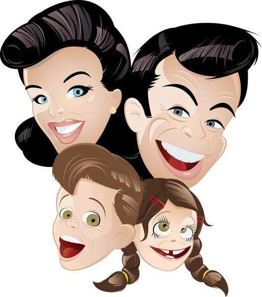 Stock vector Retro cartoon family