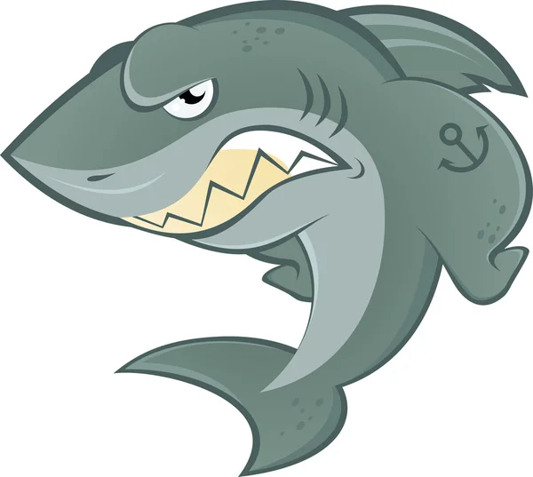 Tubarão dos desenhos animados irritado — Vetor de Stock