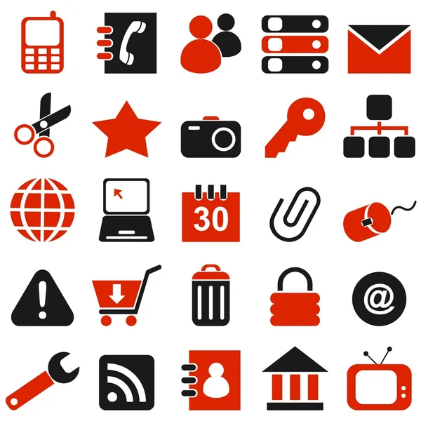 25 icône rouge noir — Image vectorielle