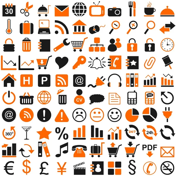 100 orange black icon — Stock Vector