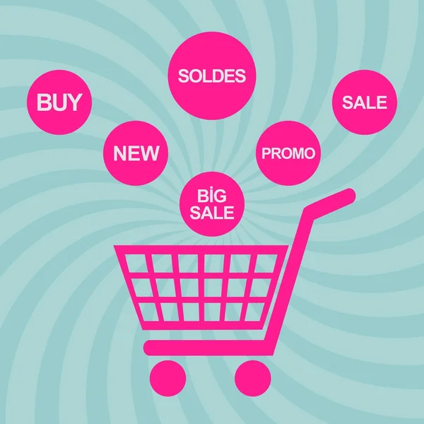 Pink shopping cart — Stock Vector