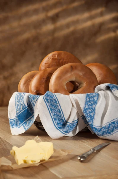 Bagels With Butter — Stock Photo, Image