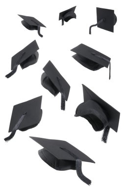 Graduation Caps On White clipart