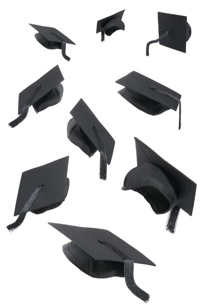 Graduation Caps On White — Stock Photo, Image