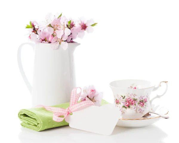 Bahar çay fincanı ayarı — Stok fotoğraf