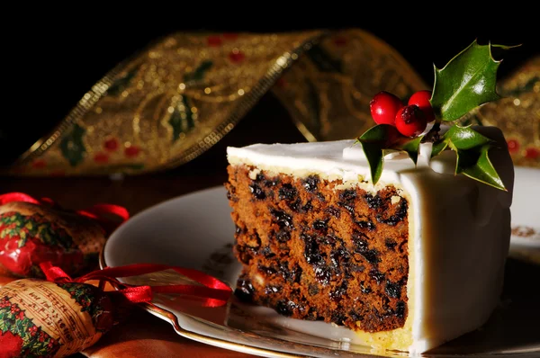 Шматочок різдвяного торта Ліцензійні Стокові Фото