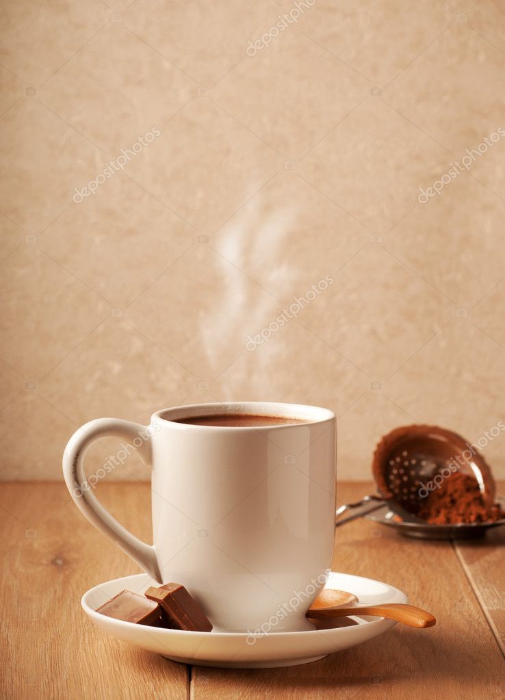 Mug Thermos Hot Chocolate On Cold Stock Photo 96747025