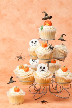 Halloween Cakes With Floating Witches Hats clipart