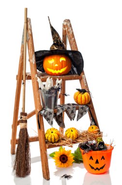 Halloween Pumpkin Step Ladder clipart