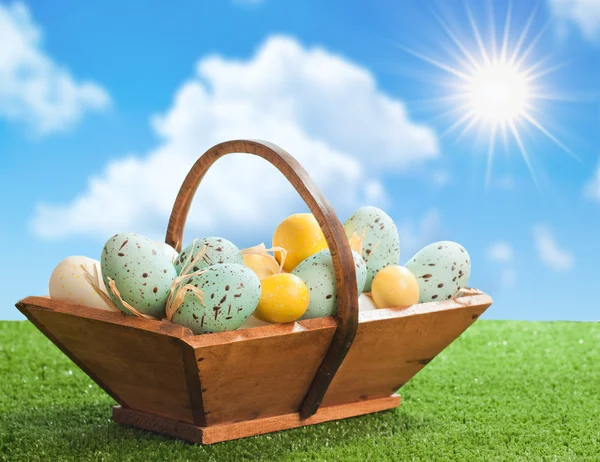 Trug Of Easter Eggs — Stock Photo, Image