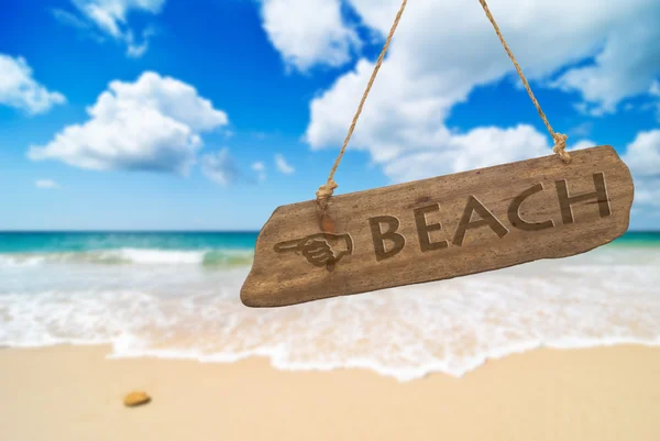 Sinal de praia paraíso — Fotografia de Stock