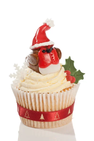 クリスマス ロビン カップケーキ — ストック写真