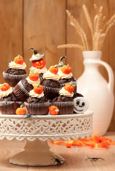 Halloween Chocolade muffins — Stockfoto