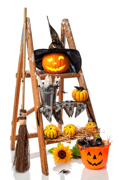 Halloween Pumpkin Step Ladder — Stock Photo, Image
