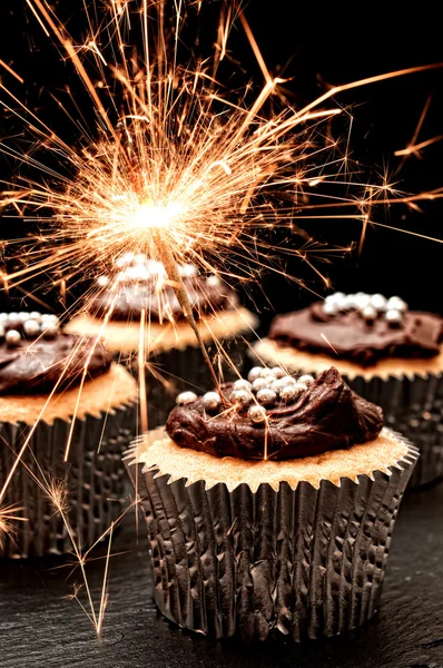 Wunderkerze Cupcakes — Stockfoto