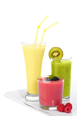 Kiwi, Banana & Berry Smoothies clipart