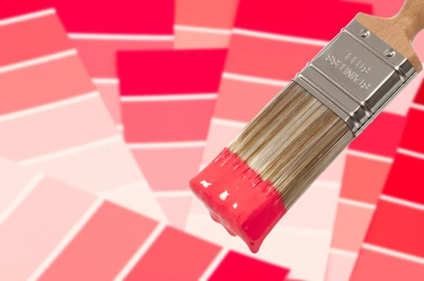 Pincel de pintura - Rojo — Foto de Stock