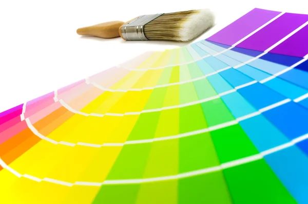 Pincel con muestras de color — Foto de Stock